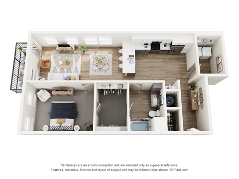 Floor plan for 1 bed, 1 bath, 1010 sqft